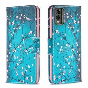 For Nokia C32 Colored Drawing Pattern Leather Phone Case(Plum Blossom)