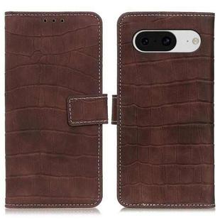 For Google Pixel 8 Magnetic Crocodile Texture Leather Phone Case(Brown)