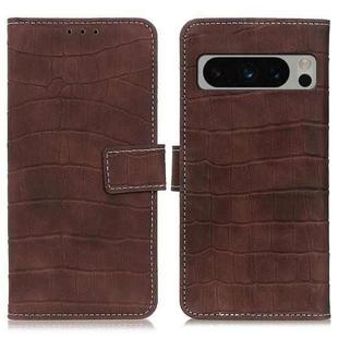 For Google Pixel 8 Pro Magnetic Crocodile Texture Leather Phone Case(Brown)