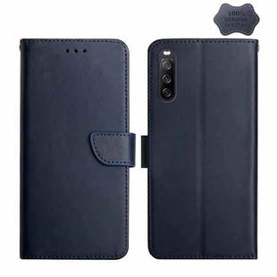 For Sony Xperia 10 V Genuine Leather Fingerprint-proof Horizontal Flip Phone Case(Blue)