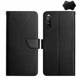 For Sony Xperia 10 V Genuine Leather Fingerprint-proof Horizontal Flip Phone Case(Black)