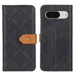 For Google Pixel 8 European Floral Embossed Copper Buckle Leather Phone Case(Black)