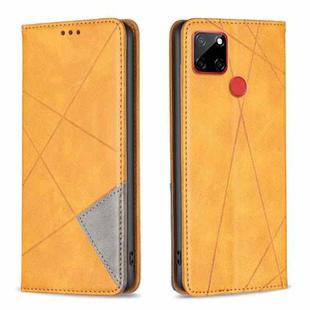 For Nokia C12 Rhombus Texture Magnetic Leather Phone Case(Yellow)