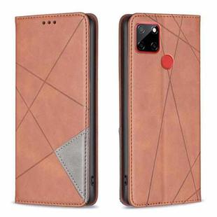 For Nokia C12 Rhombus Texture Magnetic Leather Phone Case(Brown)