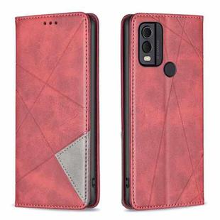 For Nokia C22 Rhombus Texture Magnetic Leather Phone Case(Red)