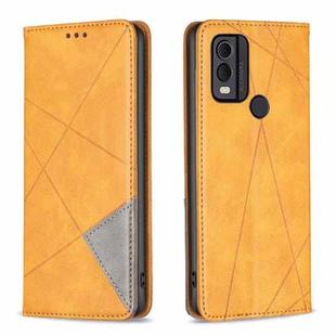 For Nokia C22 Rhombus Texture Magnetic Leather Phone Case(Yellow)