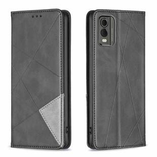 For Nokia C32 Rhombus Texture Magnetic Leather Phone Case(Black)