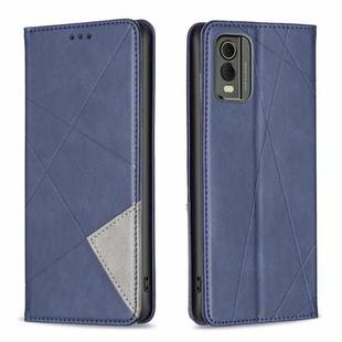 For Nokia C32 Rhombus Texture Magnetic Leather Phone Case(Blue)