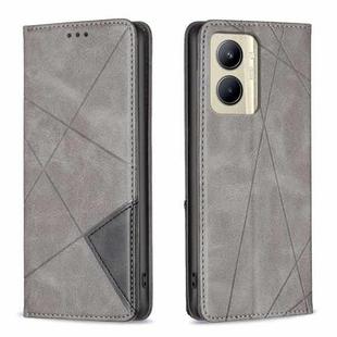 For Realme C33 Rhombus Texture Magnetic Leather Phone Case(Grey)