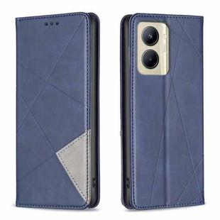 For Realme C33 Rhombus Texture Magnetic Leather Phone Case(Blue)