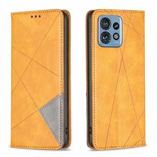 For Motorola Edge 40 Pro 5G / Moto X40 /X40 Pro Rhombus Texture Magnetic Leather Phone Case(Yellow)