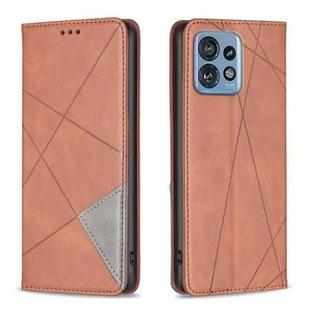 For Motorola Edge 40 Pro 5G / Moto X40 /X40 Pro Rhombus Texture Magnetic Leather Phone Case(Brown)