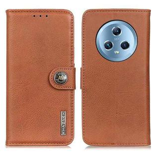 For Honor Magic5 KHAZNEH Cowhide Texture Horizontal Flip Leather Phone Case(Brown)