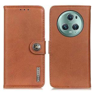 For Honor Magic5 Pro KHAZNEH Cowhide Texture Horizontal Flip Leather Phone Case(Brown)