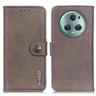 For Honor Magic5 Pro KHAZNEH Cowhide Texture Horizontal Flip Leather Phone Case(Khaki)