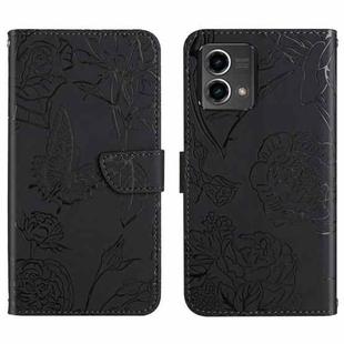 For Motorola Moto G Stylus 5G 2023 HT03 Skin Feel Butterfly Embossed Flip Leather Phone Case(Black)