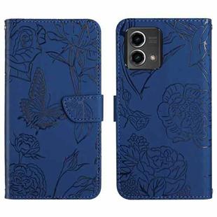 For Motorola Moto G Stylus 5G 2023 HT03 Skin Feel Butterfly Embossed Flip Leather Phone Case(Blue)