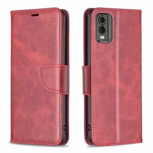 For Nokia C32 Lambskin Texture Pure Color Flip Leather Phone Case(Red)