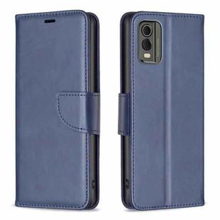 For Nokia C32 Lambskin Texture Pure Color Flip Leather Phone Case(Blue)