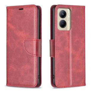 For Realme C33 Lambskin Texture Pure Color Flip Leather Phone Case(Red)