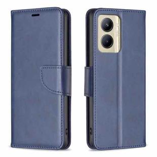 For Realme C33 Lambskin Texture Pure Color Flip Leather Phone Case(Blue)