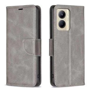 For Realme C33 Lambskin Texture Pure Color Flip Leather Phone Case(Grey)