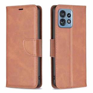 For Motorola Edge 40 Pro 5G / Moto X40 / X40 Pro Lambskin Texture Pure Color Flip Leather Phone Case(Brown)