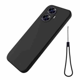 For Realme C55 Pure Color Liquid Silicone Shockproof Phone Case(Black)