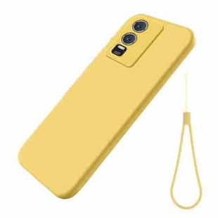 For vivo Y76 5G / Y76s Pure Color Liquid Silicone Shockproof Phone Case(Yellow)