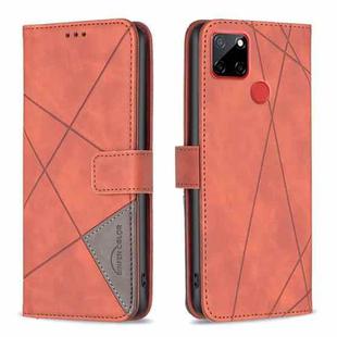 For Nokia C12 Magnetic Buckle Rhombus Texture Leather Phone Case(Brown)