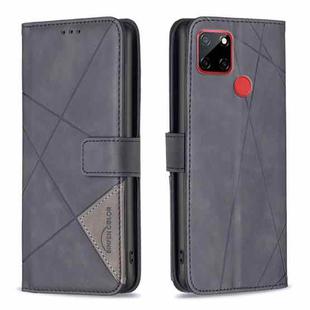 For Nokia C12 Magnetic Buckle Rhombus Texture Leather Phone Case(Black)
