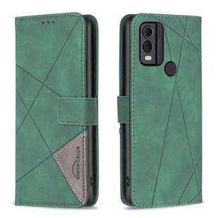 For Nokia C22 Magnetic Buckle Rhombus Texture Leather Phone Case(Green)