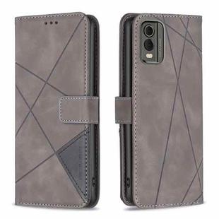 For Nokia C32 Magnetic Buckle Rhombus Texture Leather Phone Case(Grey)