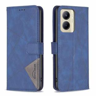 For Realme C33 Magnetic Buckle Rhombus Texture Leather Phone Case(Blue)