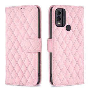 For Nokia C22 Diamond Lattice Wallet Flip Leather Phone Case(Pink)