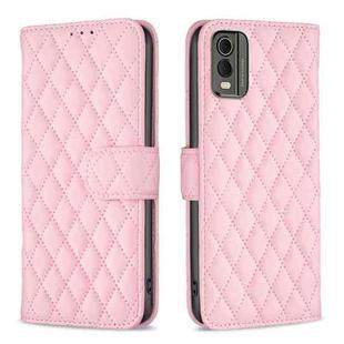 For Nokia C32 Diamond Lattice Wallet Flip Leather Phone Case(Pink)