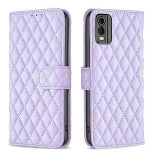 For Nokia C32 Diamond Lattice Wallet Flip Leather Phone Case(Purple)