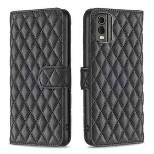 For Nokia C32 Diamond Lattice Wallet Flip Leather Phone Case(Black)