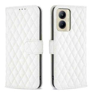 For Realme C33 Diamond Lattice Wallet Flip Leather Phone Case(White)