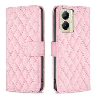 For Realme C33 Diamond Lattice Wallet Flip Leather Phone Case(Pink)