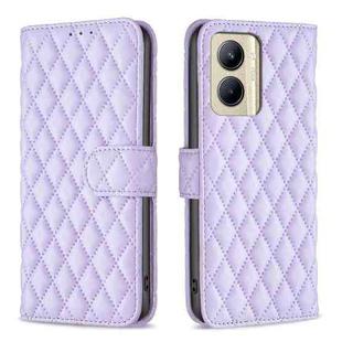 For Realme C33 Diamond Lattice Wallet Flip Leather Phone Case(Purple)