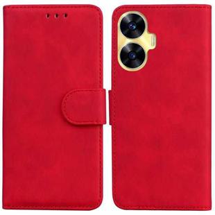 For Realme C55 Skin Feel Pure Color Flip Leather Phone Case(Red)
