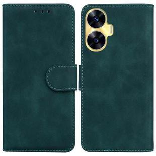 For Realme C55 Skin Feel Pure Color Flip Leather Phone Case(Green)