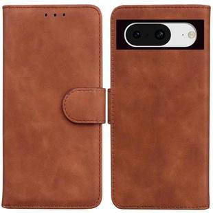 For Google Pixel 8 Skin Feel Pure Color Flip Leather Phone Case(Brown)