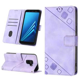 For Samsung Galaxy A8+ 2018 Skin-feel Embossed Leather Phone Case(Light Purple)
