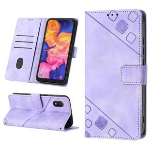 For Samsung Galaxy A10e / A20e Skin-feel Embossed Leather Phone Case(Light Purple)