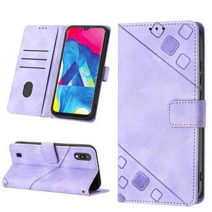 For Samsung Galaxy A10 / M10 Skin-feel Embossed Leather Phone Case(Light Purple)