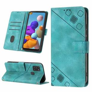 For Samsung Galaxy A21s Skin-feel Embossed Leather Phone Case(Green)