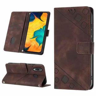 For Samsung Galaxy A30 / A20 / M10s Skin-feel Embossed Leather Phone Case(Brown)