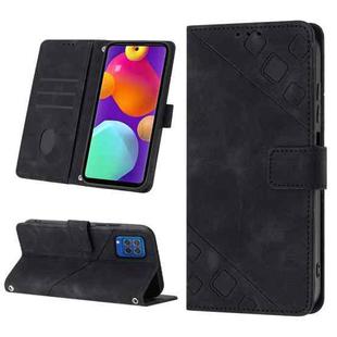 For Samsung Galaxy F62 / M62 Skin-feel Embossed Leather Phone Case(Black)